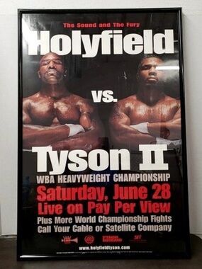 Evander Holyfield vs Mike Tyson II 1997 Official Vintage Fight Poster Bite Fight
